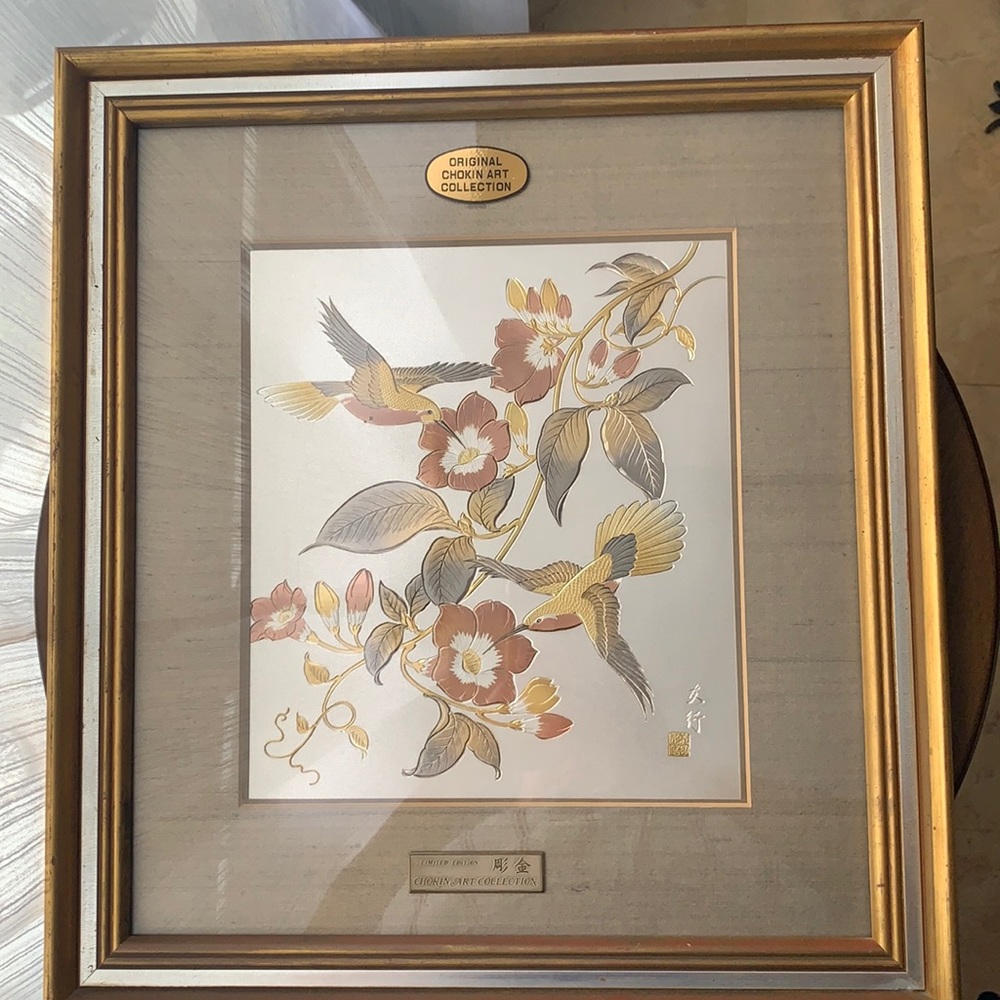 Chokin art collections hummingbirds